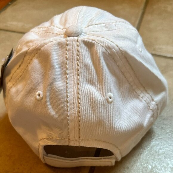Kbethos Womens Distressed White Happy Camper Baseball Cap - Picture 3 of 3